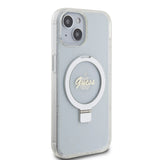 Husa de protectie Guess Ring Stand Script Glitter MagSafe (GUHMP15SHRSGSD) compatibil cu iPhone 15, Transparent