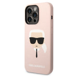 Husa de protectie Karl Lagerfeld Silicone MagSafe (KLHMP14LSLKHLP) compatibil cu iPhone 14 Pro, Roz Deschis Karl`S Head