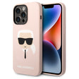 Husa de protectie Karl Lagerfeld Silicone MagSafe (KLHMP14LSLKHLP) compatibil cu iPhone 14 Pro, Roz Deschis Karl`S Head