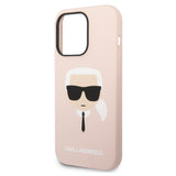 Husa de protectie Karl Lagerfeld Silicone MagSafe (KLHMP14LSLKHLP) compatibil cu iPhone 14 Pro, Roz Deschis Karl`S Head