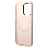 Husa de protectie Karl Lagerfeld Silicone MagSafe (KLHMP14LSLKHLP) compatibil cu iPhone 14 Pro, Roz Deschis Karl`S Head