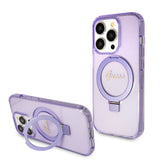 Husa de protectie Guess Ring Stand Script Glitter MagSafe compatibil cu iPhone 15 Pro (GUHMP15LHRSGSU), Mov