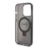 Husa de protectie Guess Ring Stand Script Glitter MagSafe (GUHMP15LHRSGSK) compatibil cu iPhone 15 Pro, Negru