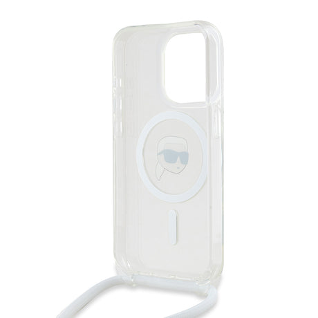Husa de protectie Karl Lagerfeld IML Crossbody MagSafe (KLHMP15XHCKHNT) compatibil cu iPhone 15 Pro Max, Transparent Karl Head