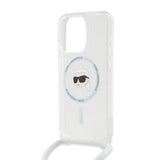 Husa de protectie Karl Lagerfeld IML Crossbody MagSafe (KLHMP15XHCKHNT) compatibil cu iPhone 15 Pro Max, Transparent Karl Head