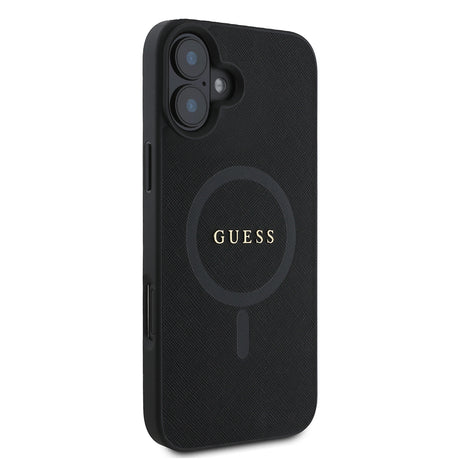 Husa de protectie Guess Saffiano Classic Logo MagSafe (GUHMP16MPSAHMCK) compatibil cu iPhone 16 Plus, Negru