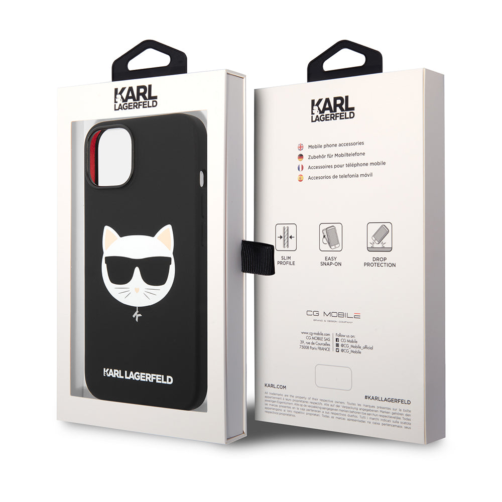 Husa de protectie Karl Lagerfeld Silicone MagSafe (KLHMP14MSLCHBK) compatibil cu iPhone 14 Plus, Choupette Head