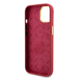 Husa de protectie Guess Silicone Script Metal Logo & Frame (GUHCP15SSMBSLM) compatibil cu iPhone 15, Rosu