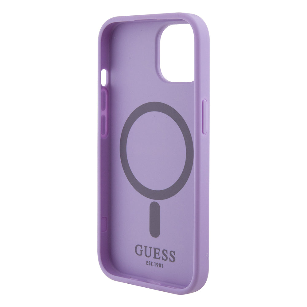 Husa de protectie Guess Saffiano MagSafe (GUHMP15SPSAHMCU) compatibil cu iPhone 15, Mov