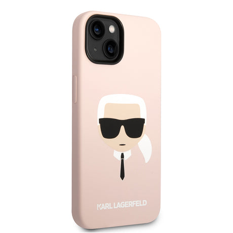 Husa de protectie Karl Lagerfeld Silicone MagSafe (KLHMP14MSLKHLP) compatibil cu iPhone 14 Plus, Roz Deschis Karl`S Head