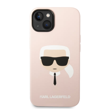 Husa de protectie Karl Lagerfeld Silicone MagSafe (KLHMP14MSLKHLP) compatibil cu iPhone 14 Plus, Roz Deschis Karl`S Head