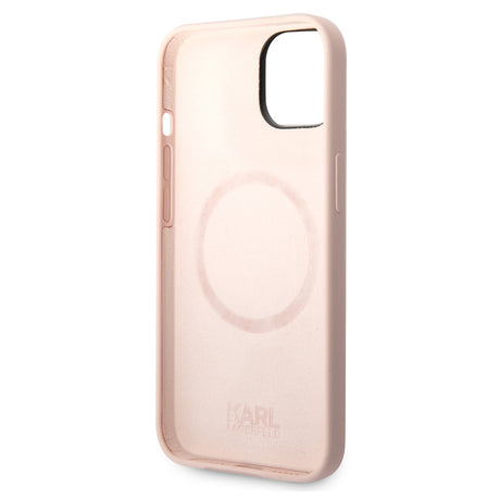Husa de protectie Karl Lagerfeld Silicone MagSafe (KLHMP14MSLKHLP) compatibil cu iPhone 14 Plus, Roz Deschis Karl`S Head