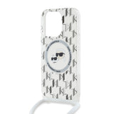 Husa de protectie Karl Lagerfeld IML Crossbody MagSafe (KLHMP15XHCKCKLCT) compatibil cu iPhone 15 Pro Max, Transparent Monogram Karl&Choupette Head