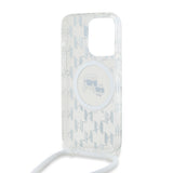 Husa de protectie Karl Lagerfeld IML Crossbody MagSafe (KLHMP15XHCKCKLCT) compatibil cu iPhone 15 Pro Max, Transparent Monogram Karl&Choupette Head
