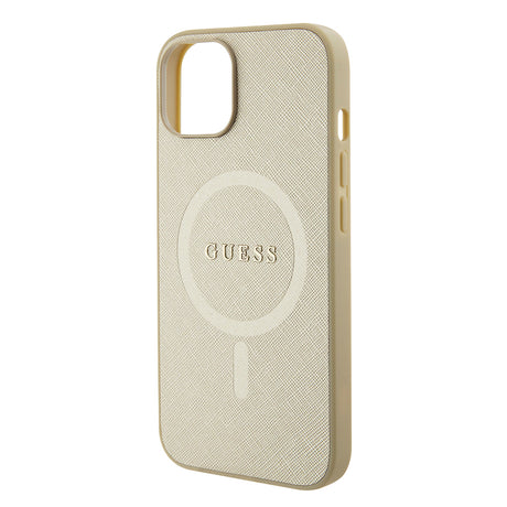 Husa de protectie Guess Saffiano MagSafe (GUHMP15MPSAHMCB) compatibil cu iPhone 15 Plus, Auriu