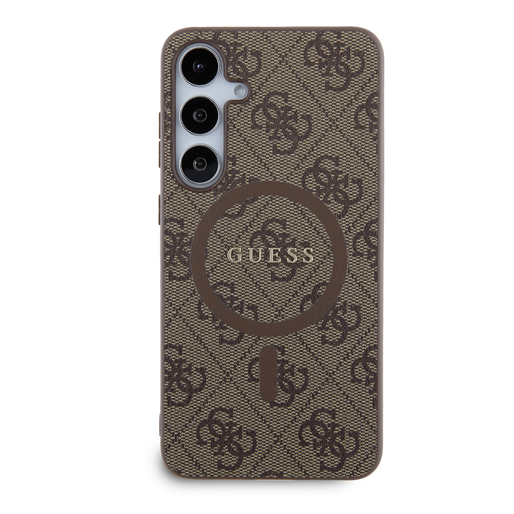 Husa de protectie Guess 4G Collection Leather MagSafe (GUHMS24MG4GFRW) compatibil cu Samsung Galaxy S24 Plus, Maro