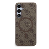 Husa de protectie Guess 4G Collection Leather MagSafe (GUHMS24MG4GFRW) compatibil cu Samsung Galaxy S24 Plus, Maro