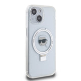 Husa de protectie Karl Lagerfeld Hardcase Ring Stand MagSafe (KLHMP15SHMRSKHH) compatibil cu iPhone 15, Alb Karl Head