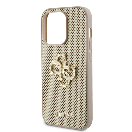 Husa de protectie Guess Leather Perforated 4G (GUHCP15LPSP4LGD) compatibil cu iPhone 15 Pro, Auriu