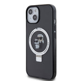 Husa de protectie Karl Lagerfeld Hardcase Ring Stand MagSafe (KLHMP15SHMRSKCK) compatibil cu iPhone 15, Karl&Choupette