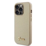 Husa de protectie Guess Glitter Glossy Script (GUHCP15LPGMCSD) compatibil cu iPhone 15 Pro, Sparkle Beige