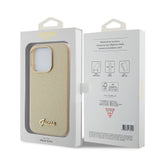 Husa de protectie Guess Glitter Glossy Script (GUHCP15LPGMCSD) compatibil cu iPhone 15 Pro, Sparkle Beige
