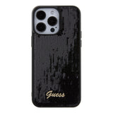 Husa de protectie Guess Sequin Script Metal (GUHCP15XPSFDGSK) compatibil cu iPhone 15 Pro Max, Negru