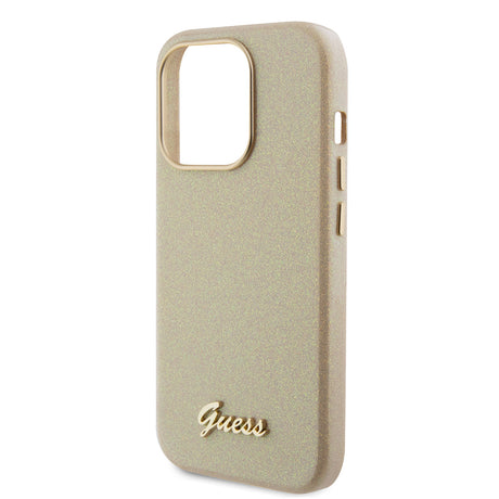 Husa de protectie Guess Glitter Glossy Script (GUHCP15XPGMCSD) compatibil cu iPhone 15 Pro Max, Sparkle Beige