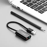 Adaptor Ugreen External Sound Adapter US205 (30724), USB2.0 to Headphone Jack, Microphone Jack, Immersive Effects, 0.2m, Negru