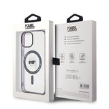 Husa de protectie Karl Lagerfeld IML MagSafe (KLHMP15SHKHNOTK) compatibil cu iPhone 15, Transparent Karl`S Head
