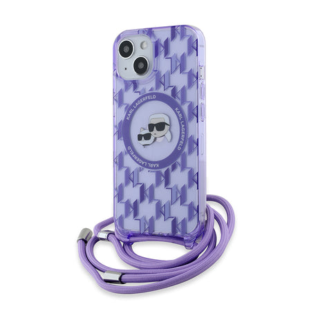 Husa de protectie Karl Lagerfeld IML Crossbody MagSafe (KLHMP15SHCKCKLCU) compatibil cu iPhone 15, Mov Mono Karl&Choupette