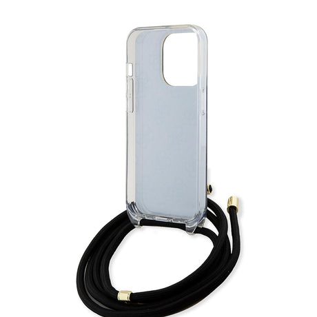Husa de protectie Guess Crossbody Cord 4G Print (GUHCP15LHC4SEK) compatibil cu iPhone 15 Pro, Negru