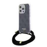 Husa de protectie Guess Crossbody Cord 4G Print (GUHCP15LHC4SEK) compatibil cu iPhone 15 Pro, Negru