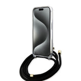 Husa de protectie Guess Crossbody Cord 4G Print (GUHCP15SHC4SEK) compatibil cu iPhone 15, Negru