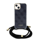 Husa de protectie Guess Crossbody Cord 4G Print (GUHCP15SHC4SEK) compatibil cu iPhone 15, Negru