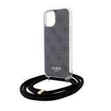 Husa de protectie Guess Crossbody Cord 4G Print (GUHCP15SHC4SEK) compatibil cu iPhone 15, Negru