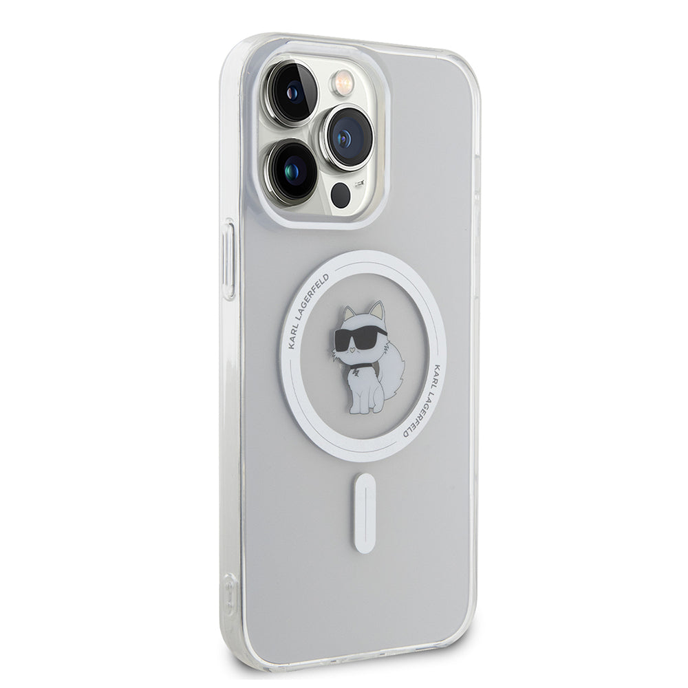 Husa de protectie Karl Lagerfeld IML MagSafe (KLHMP14XHFCCNOT) compatibil cu iPhone 14 Pro Max, Transparent Choupette