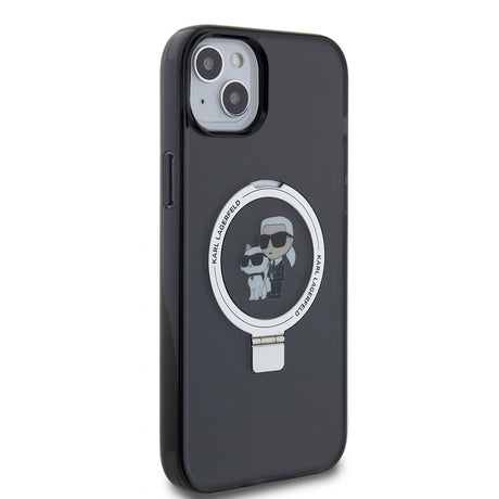 Husa de protectie Karl Lagerfeld Hardcase Ring Stand MagSafe (KLHMP15MHMRSKCK) compatibil cu iPhone 15 Plus, Karl&Choupette