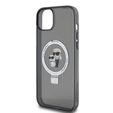 Husa de protectie Karl Lagerfeld Hardcase Ring Stand MagSafe (KLHMP15MHMRSKCK) compatibil cu iPhone 15 Plus, Karl&Choupette