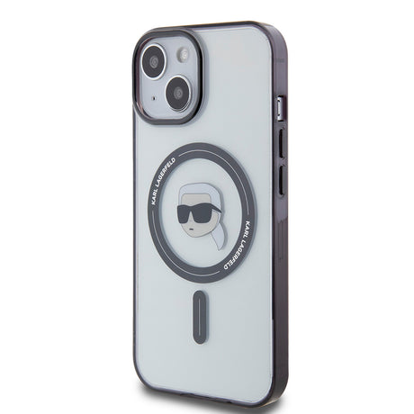 Husa de protectie Karl Lagerfeld IML MagSafe (KLHMP15MHKHNOTK) compatibil cu iPhone 15 Plus, Transparent Karl`S Head