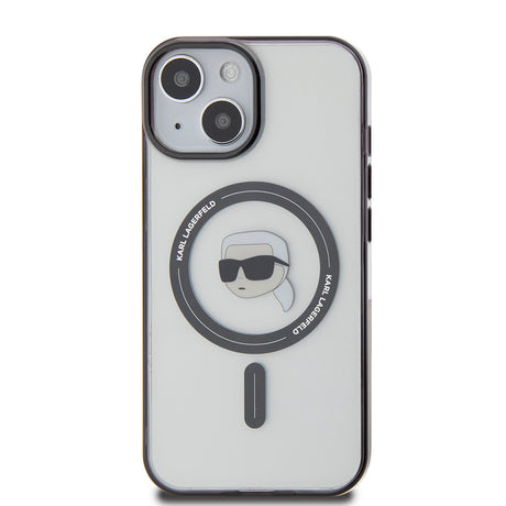 Husa de protectie Karl Lagerfeld IML MagSafe (KLHMP15MHKHNOTK) compatibil cu iPhone 15 Plus, Transparent Karl`S Head