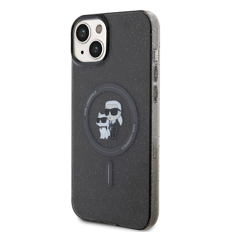 Husa de protectie Karl Lagerfeld Glitter MagSafe (KLHMP15MHGKCNOK) compatibil cu iPhone 15 Plus, Karl&Choupette