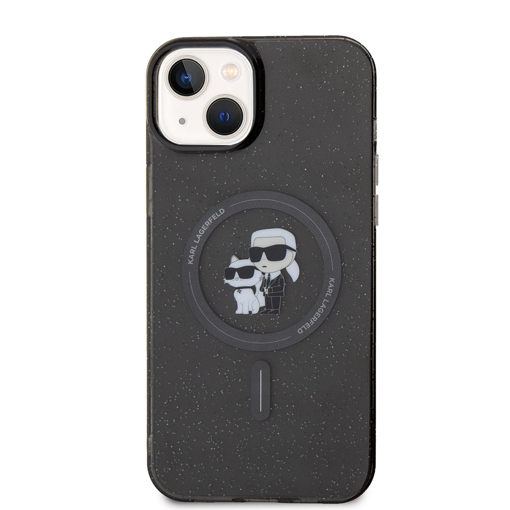 Husa de protectie Karl Lagerfeld Glitter MagSafe (KLHMP15MHGKCNOK) compatibil cu iPhone 15 Plus, Karl&Choupette