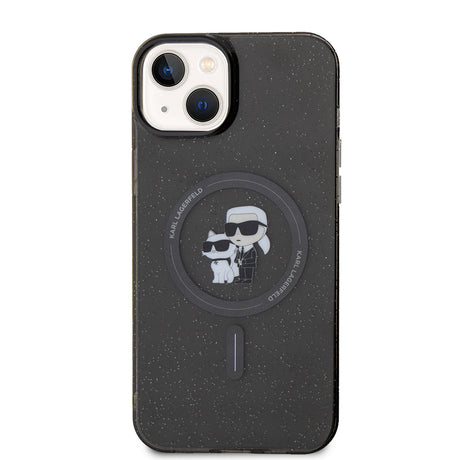 Husa de protectie Karl Lagerfeld Glitter MagSafe (KLHMP15MHGKCNOK) compatibil cu iPhone 15 Plus, Karl&Choupette