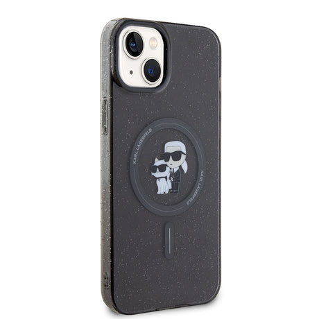 Husa de protectie Karl Lagerfeld Glitter MagSafe (KLHMP15MHGKCNOK) compatibil cu iPhone 15 Plus, Karl&Choupette