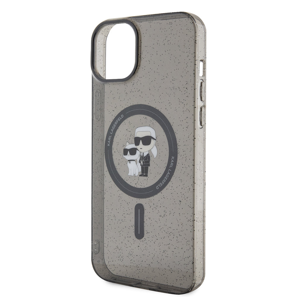Husa de protectie Karl Lagerfeld Glitter MagSafe (KLHMP15MHGKCNOK) compatibil cu iPhone 15 Plus, Karl&Choupette