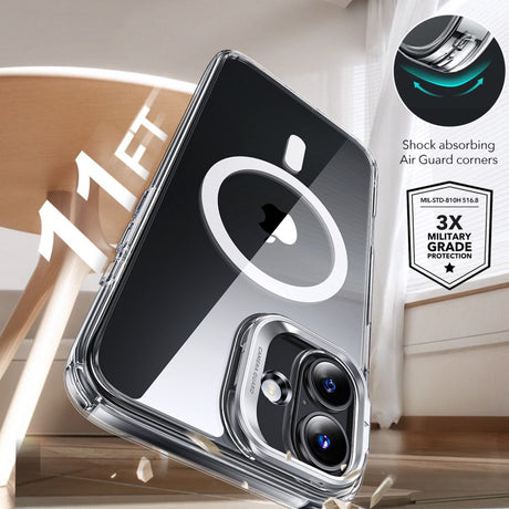 Folie de protectie ESR Classic Hybrid HaloLock Kickstand + Tempered Glass compatibil cu iPhone 16, Transparent