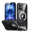 Folie de protectie ESR Classic Hybrid HaloLock Kickstand + Tempered Glass compatibil cu iPhone 16, Transparent Black