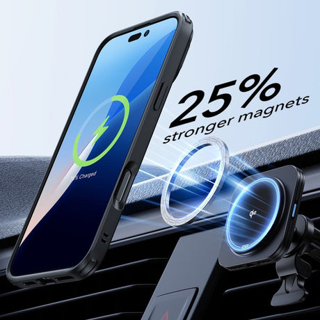 Folie de protectie ESR Classic Hybrid HaloLock Kickstand + Tempered Glass compatibil cu iPhone 16, Transparent Black