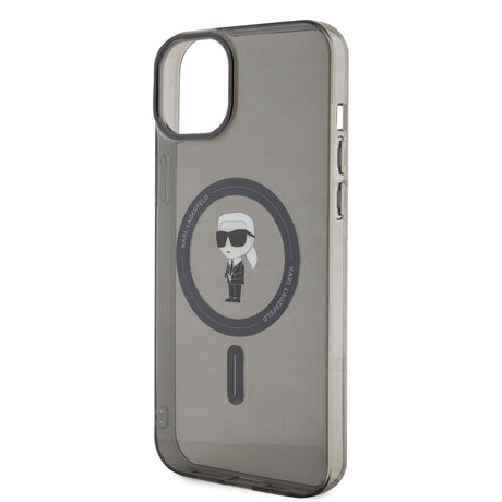 Husa de protectie Karl Lagerfeld IML MagSafe (KLHMP15MHFCKNOK) compatibil cu iPhone 15 Plus, Negru Ikonik